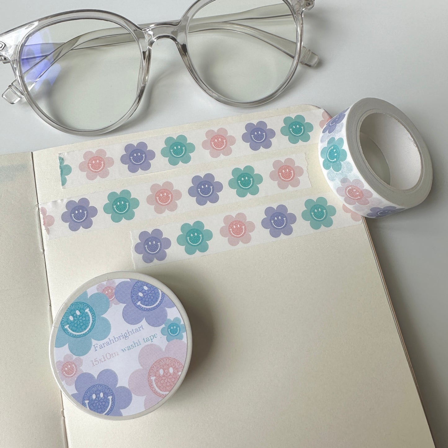 Smiley Mandala Flower Washi Tape - 15mm