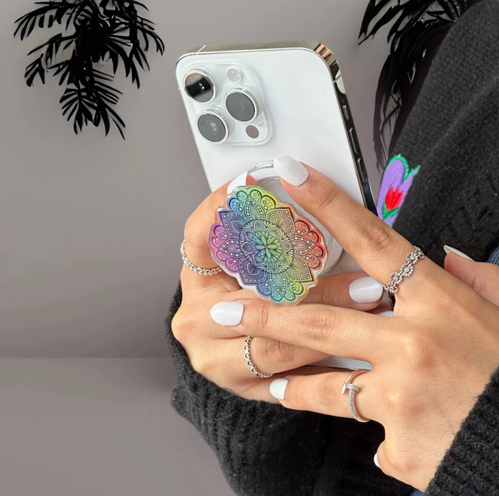 rainbow mandala magnetic phone grip