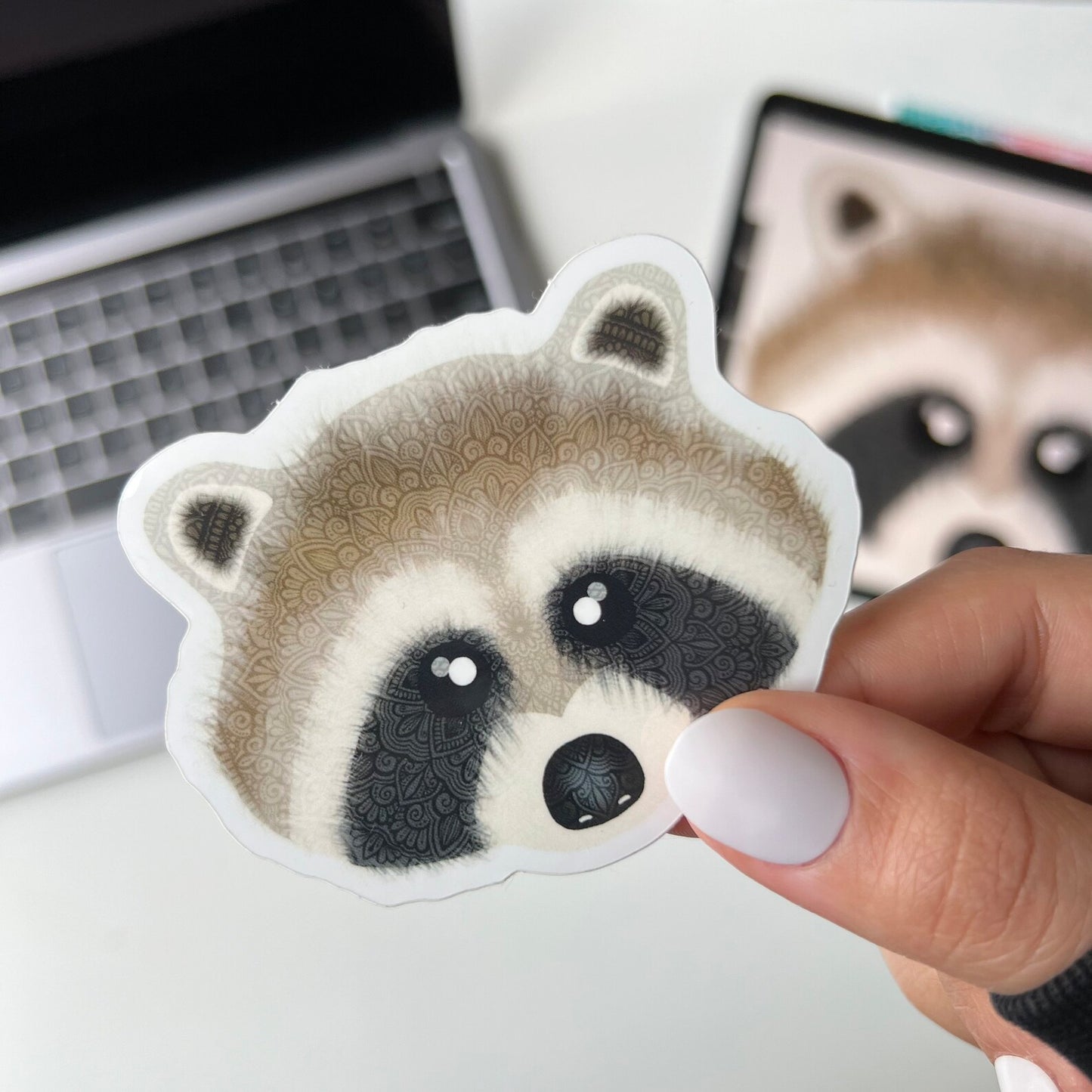 Raccoon Mandala Sticker - Waterproof Vinyl Decal