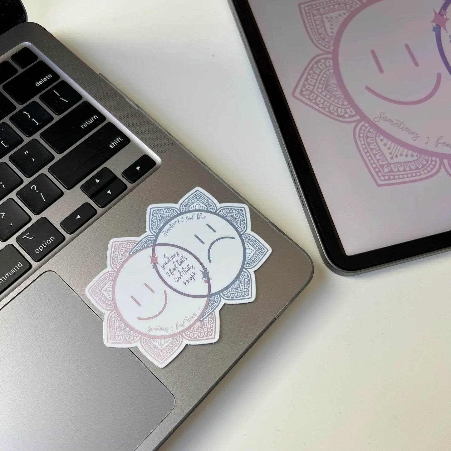 Mixed Feelings Mandala Sticker – Holographic Waterproof Vinyl
