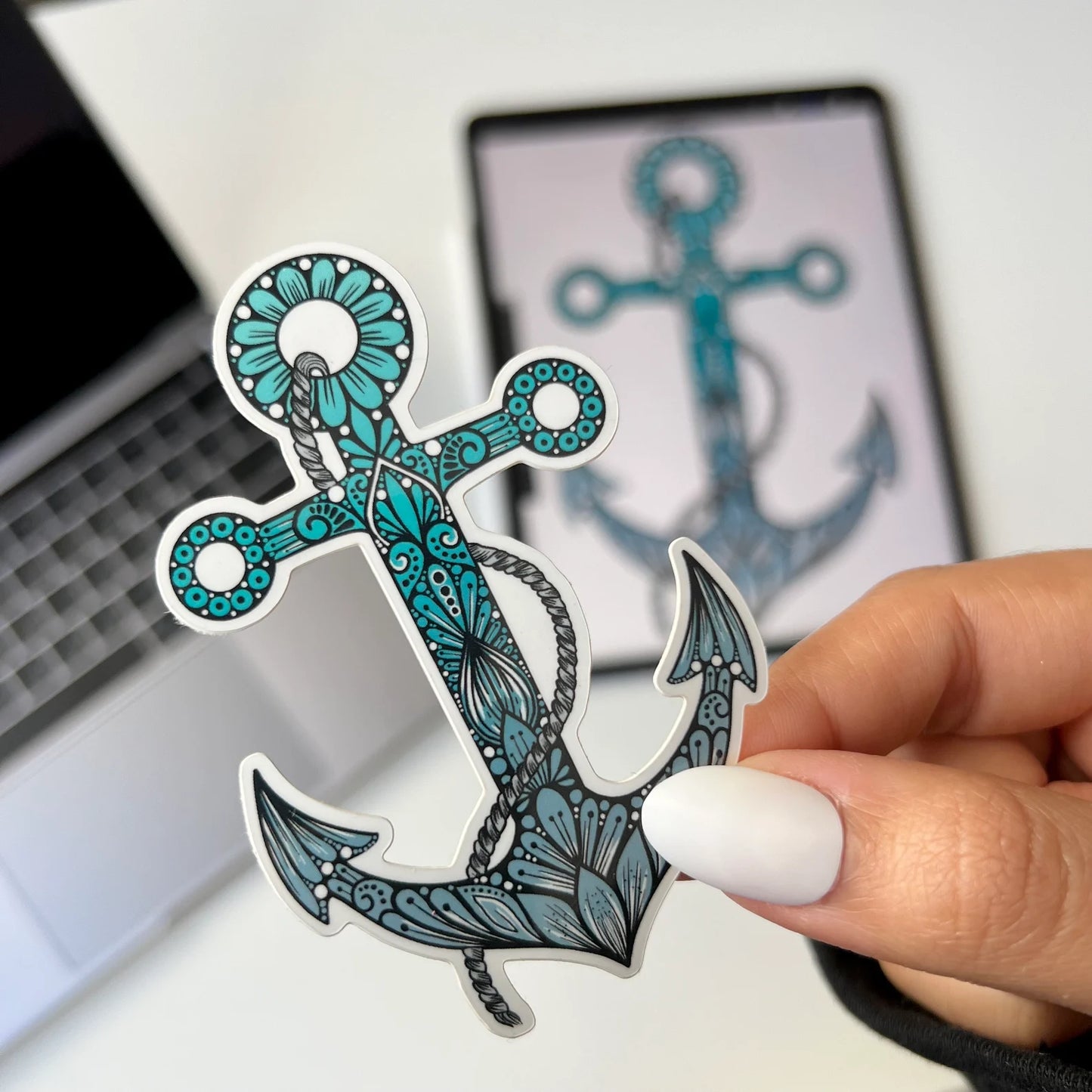 Zentangle anchor waterproof sticker