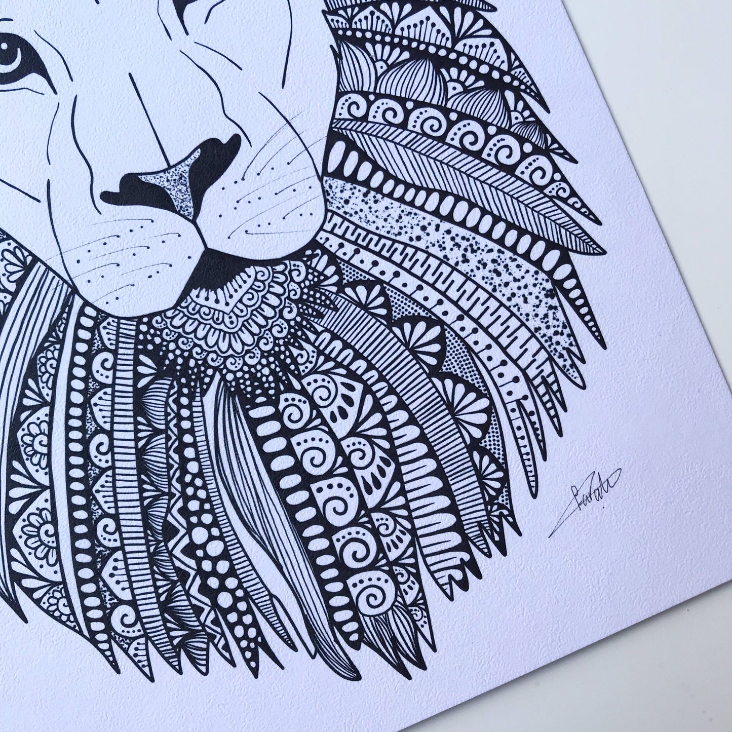 Zentangle lion print - zentangle lion - art print - wall decor