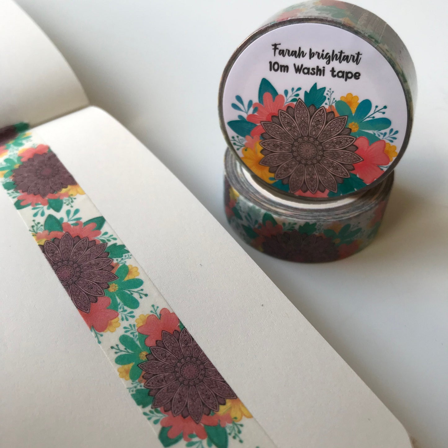 Floral mandala 10mm washi tape