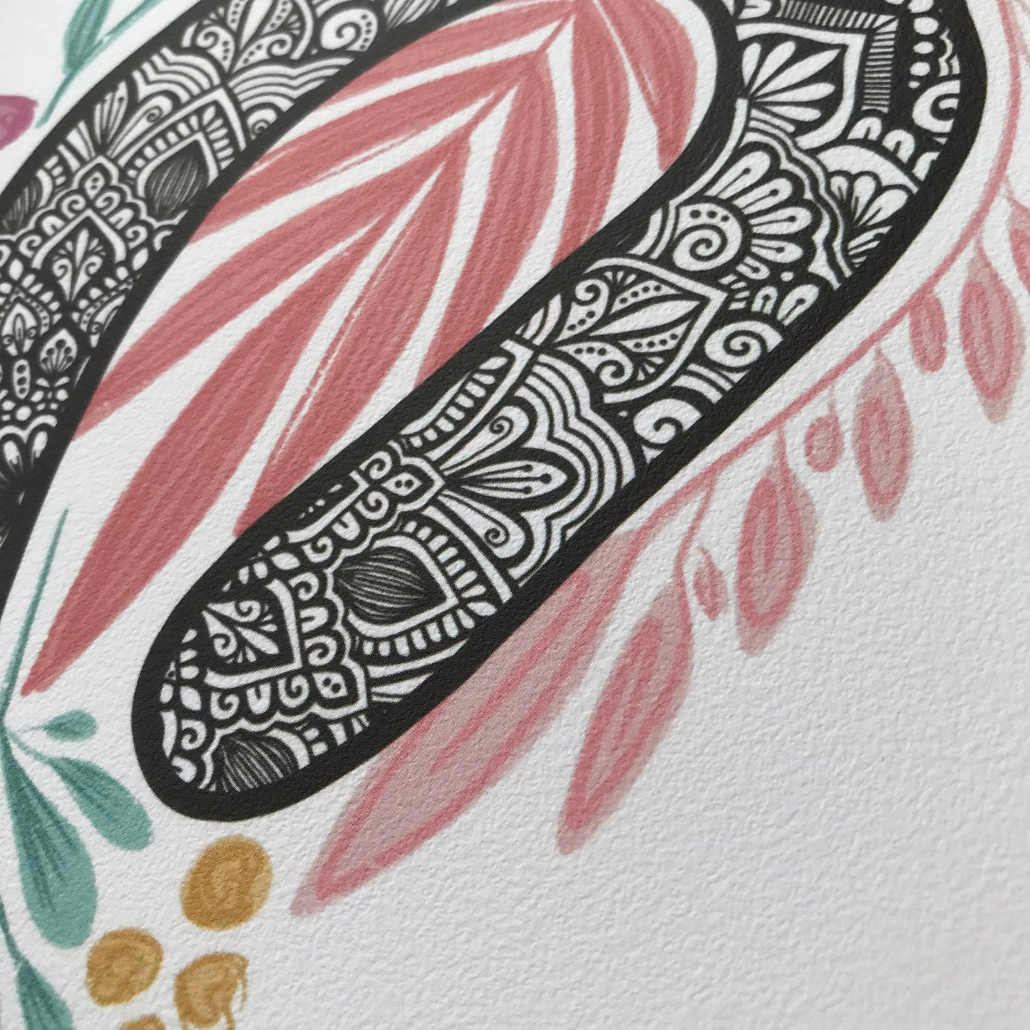 Mandala S letter with plant doodle