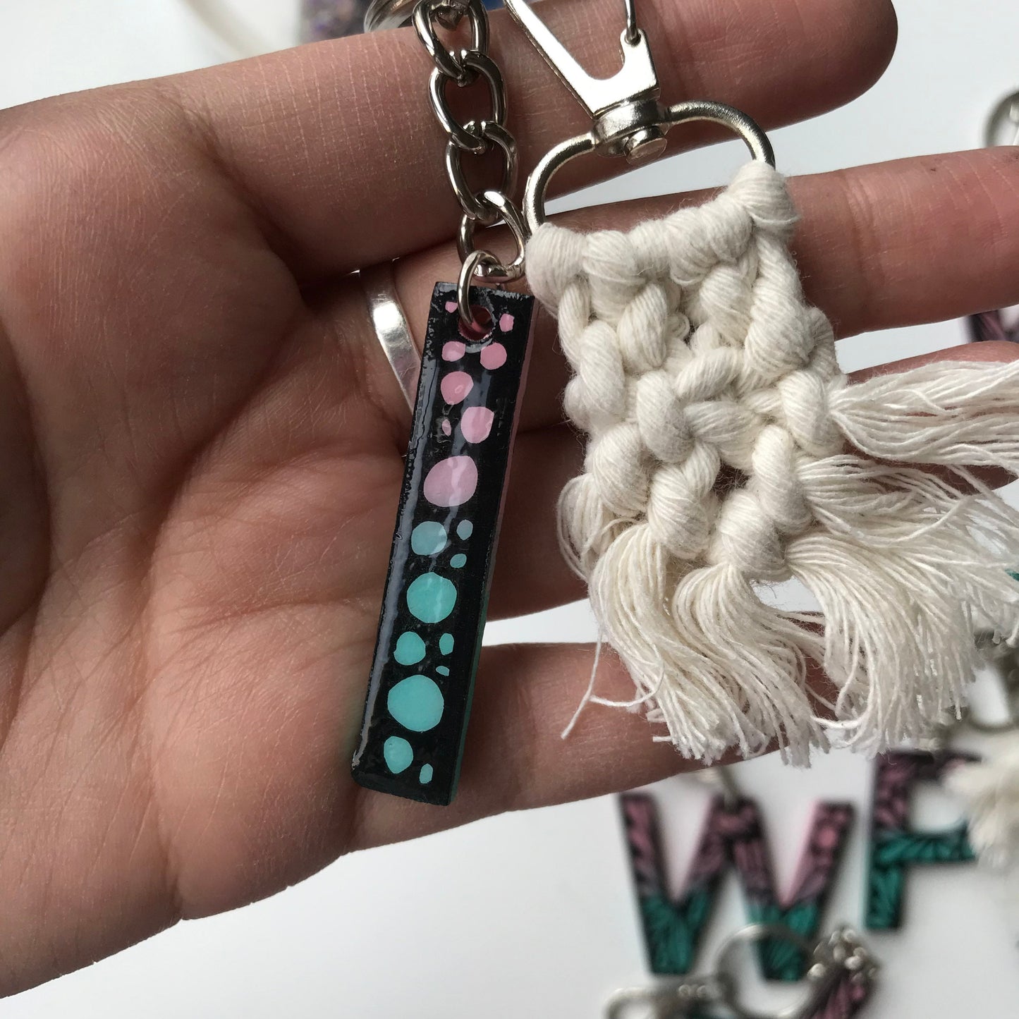 Zentangle I wooden letter keychain