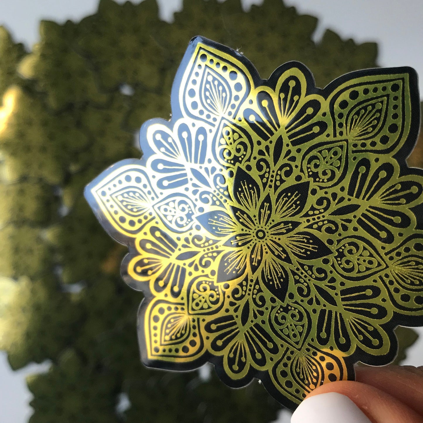Golden mandala waterproof sticker