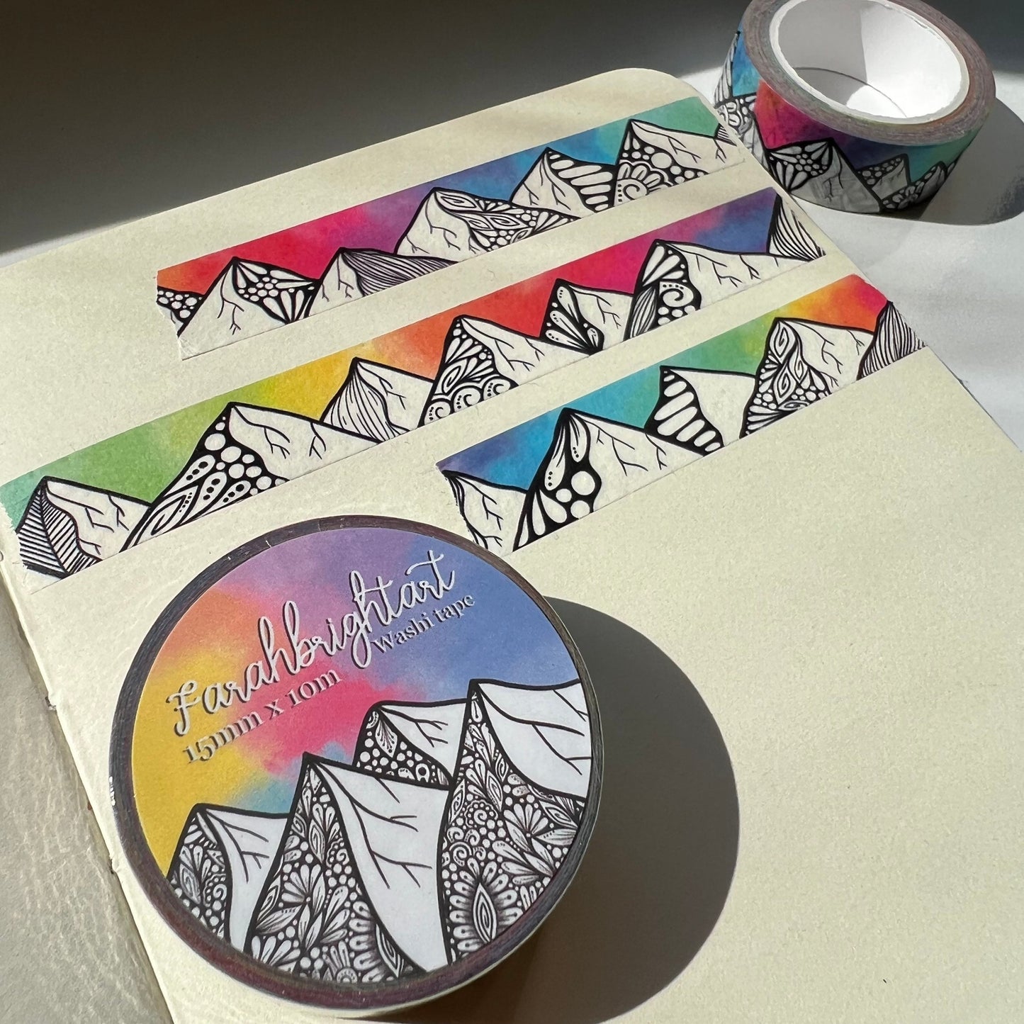 Zentangle mountain rainbow 10mm Washi tape