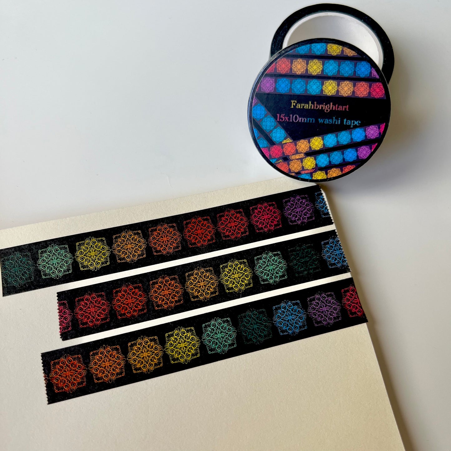 Rainbow mini mandalas 10mm washi tape