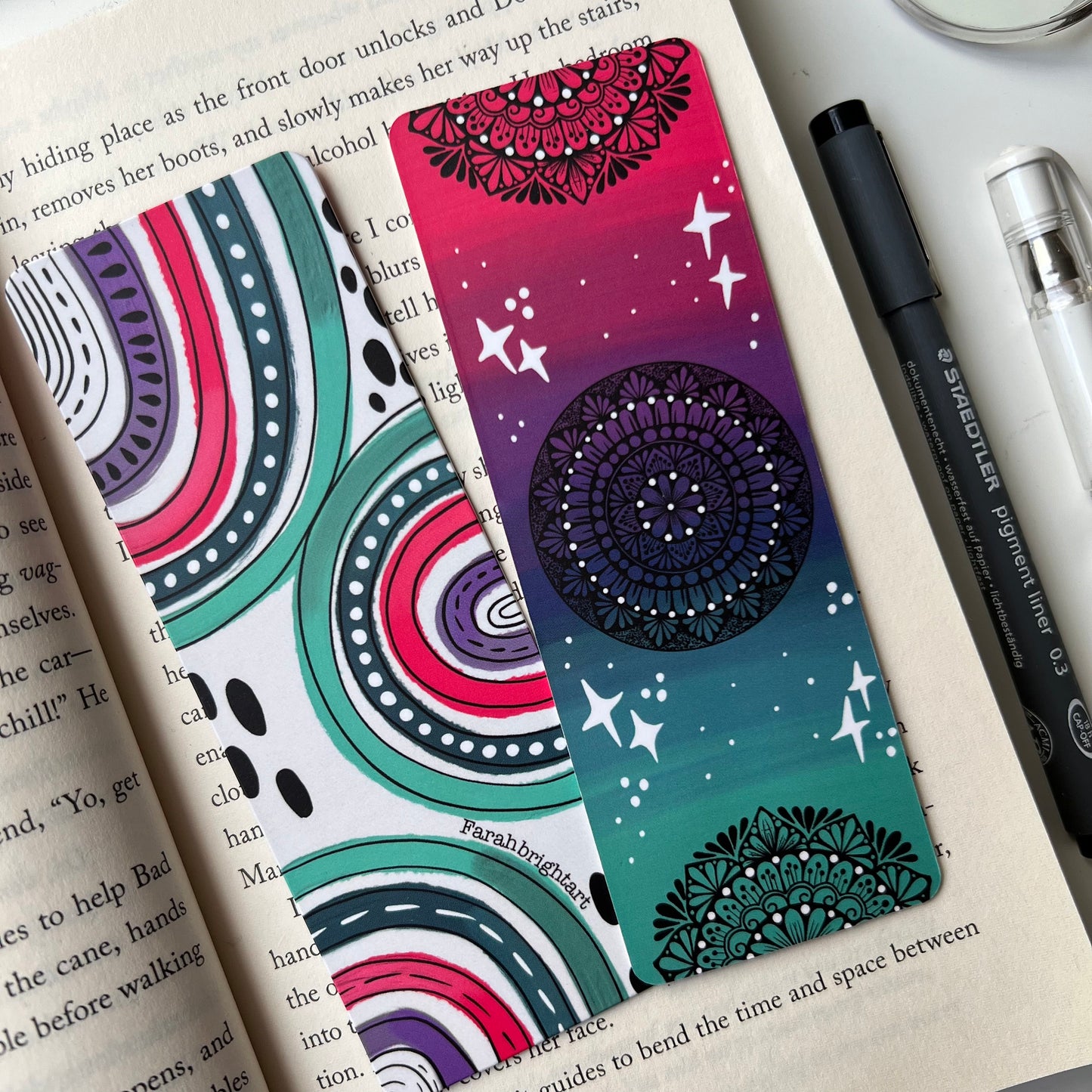 Shiny mandala bookmark - Mandala bookmark - cute bookmark