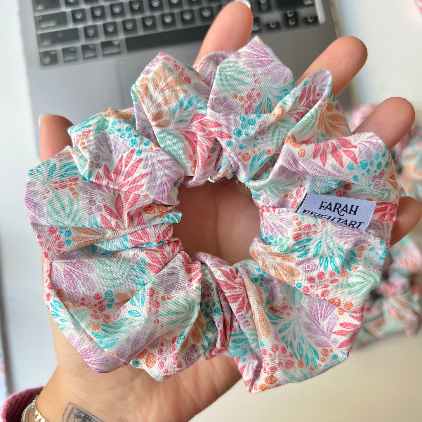 Pastel plants scrunchies
