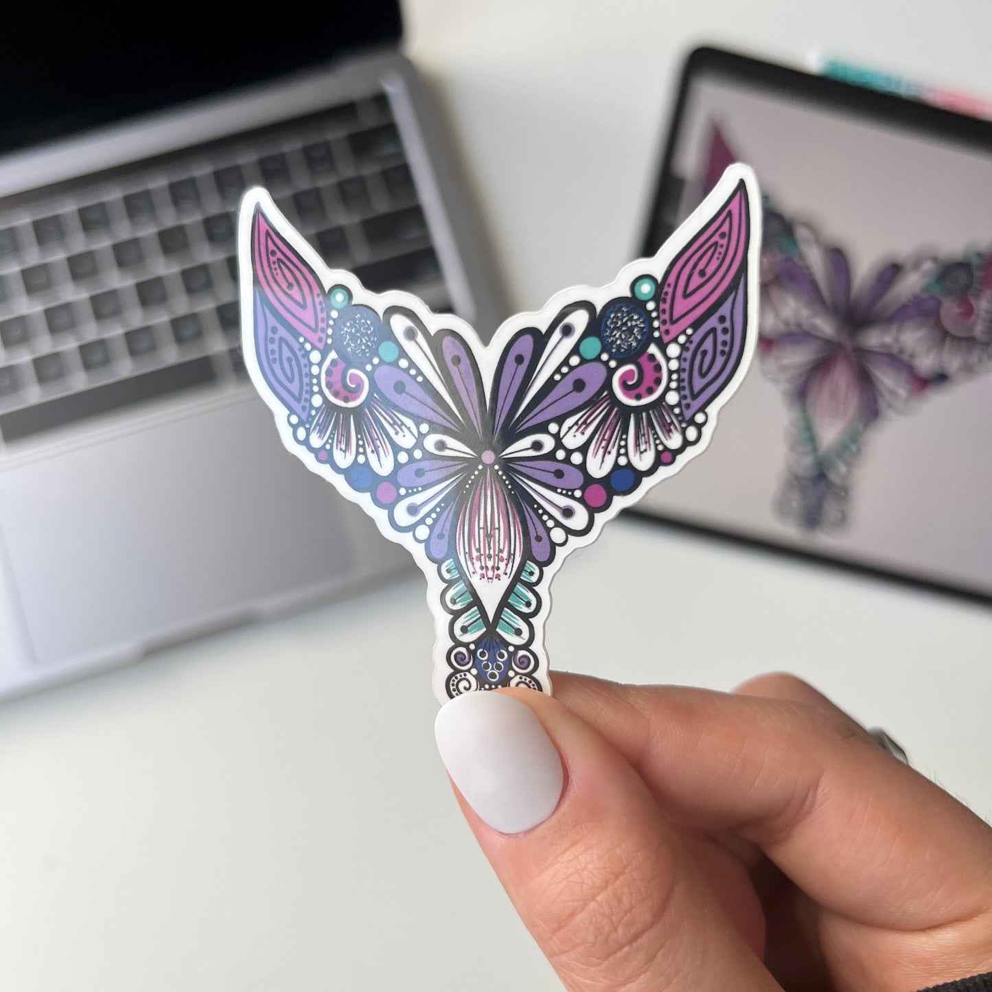 Tail zentangle waterproof sticker