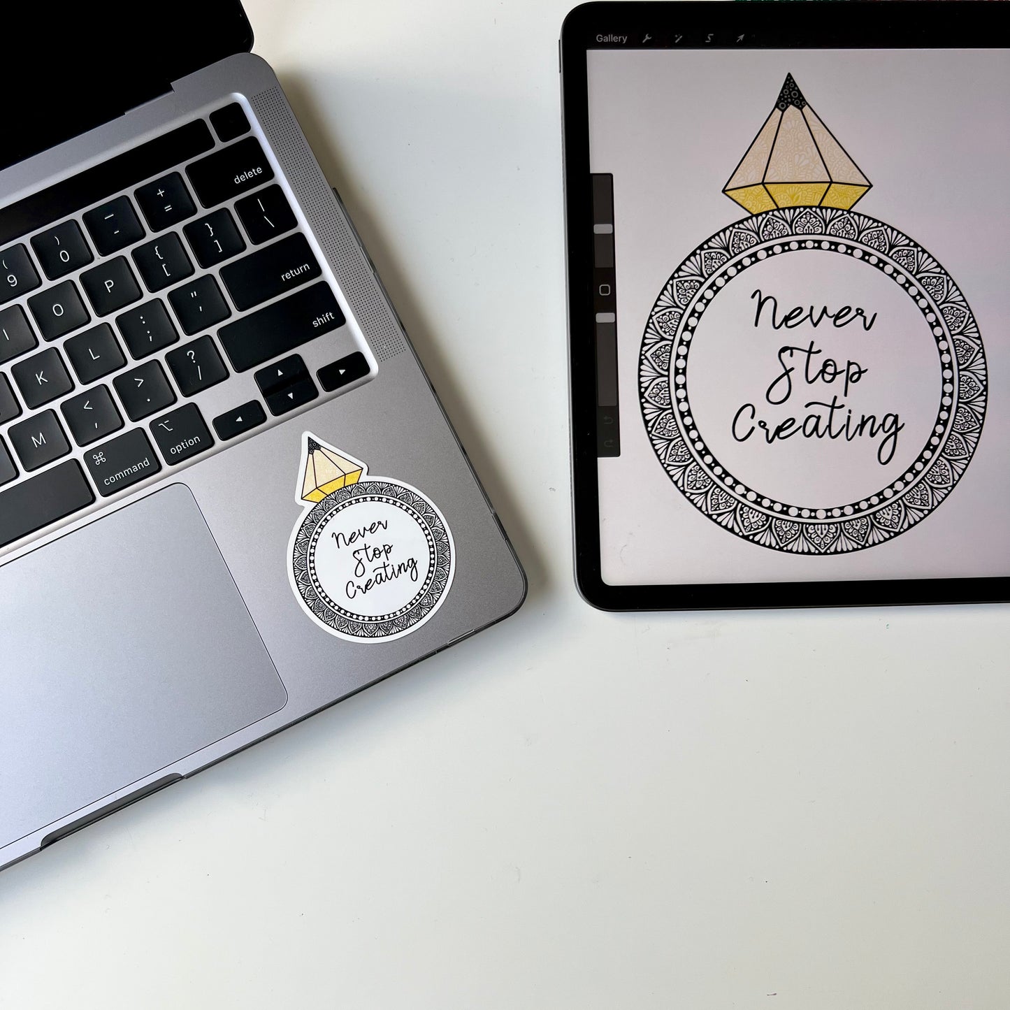 Pencil ring mandala sticker