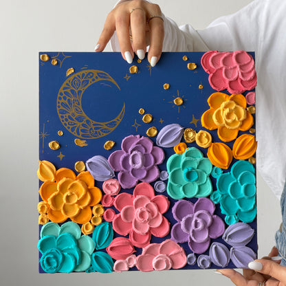 BLOOMIVERSE “MY SKY” , floral textured artwork (original painting)