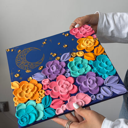 BLOOMIVERSE “MY SKY” , floral textured artwork (original painting)