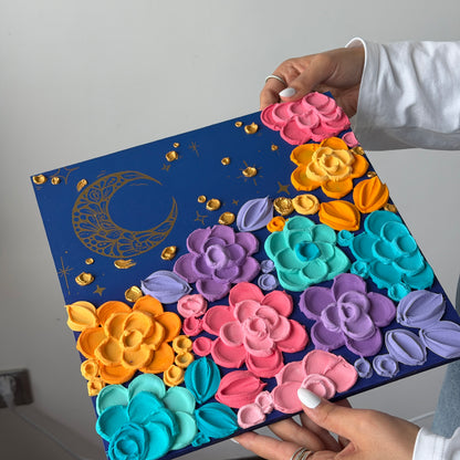 BLOOMIVERSE “MY SKY” , floral textured artwork (original painting)