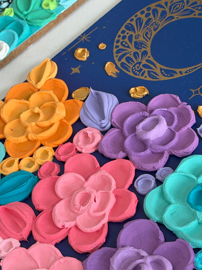 BLOOMIVERSE “MY SKY” , floral textured artwork (original painting)
