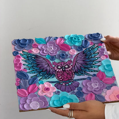BLOOMIVERSE “petal&feather  ” textured floral original artwork