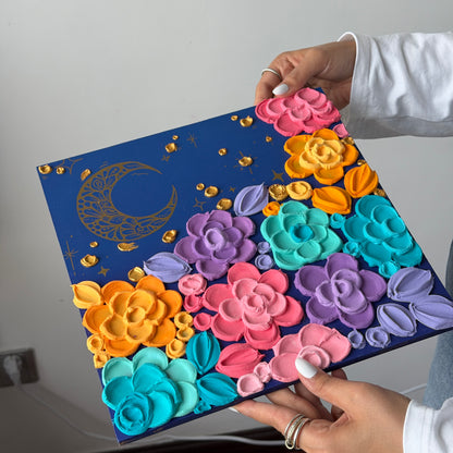 BLOOMIVERSE “MY SKY” , floral textured artwork (original painting)