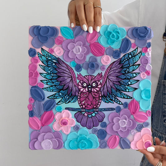 BLOOMIVERSE “petal&feather  ” textured floral original artwork