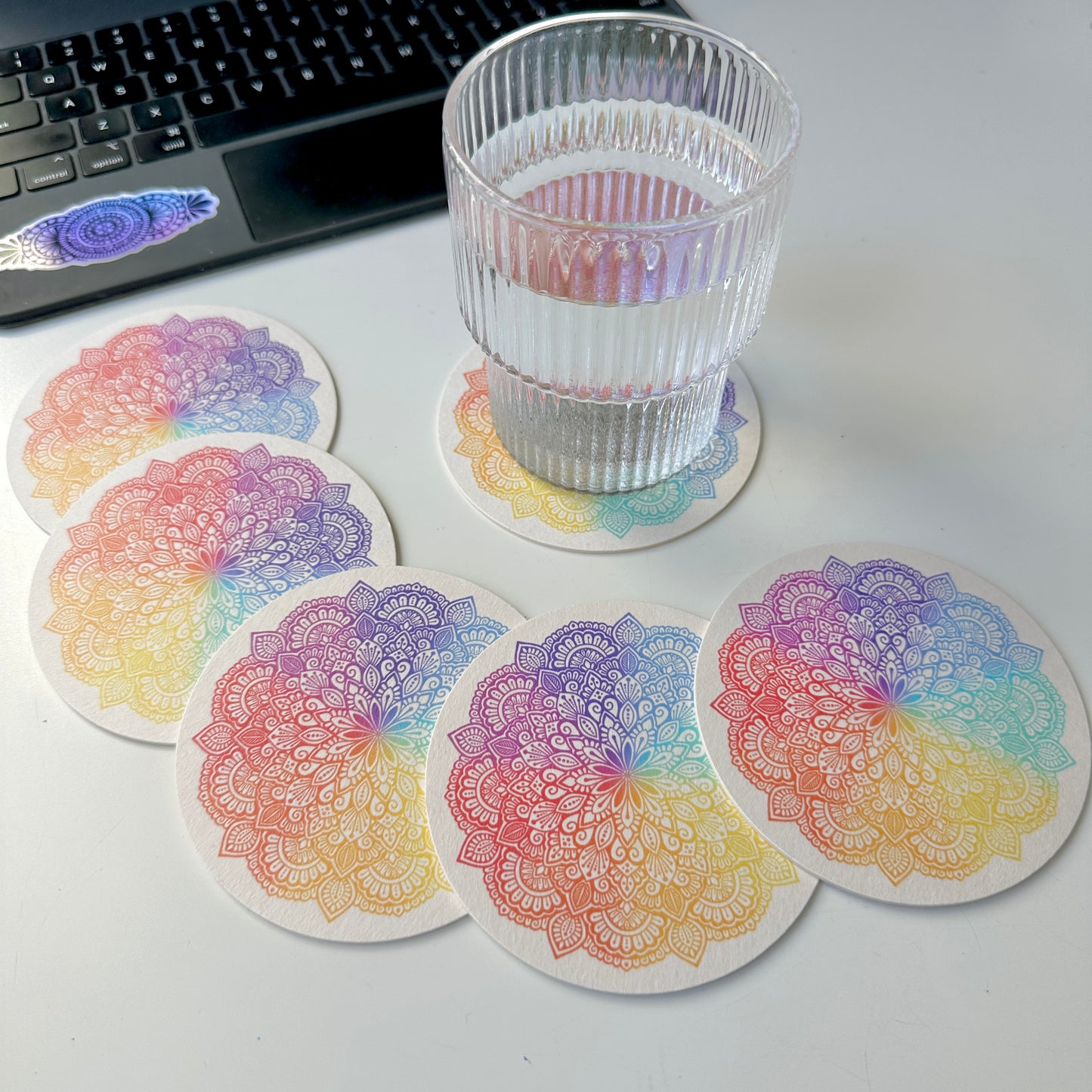 rainbow mandala coaster