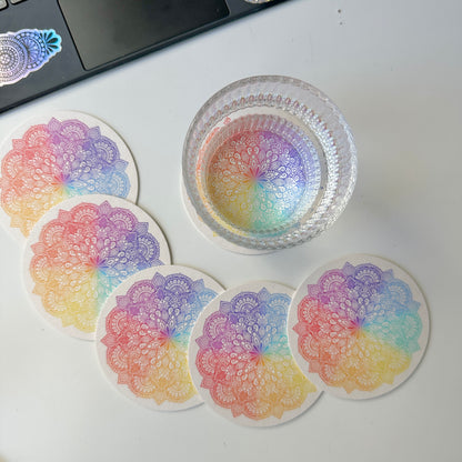 rainbow mandala coaster