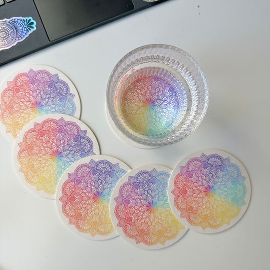 rainbow mandala coaster