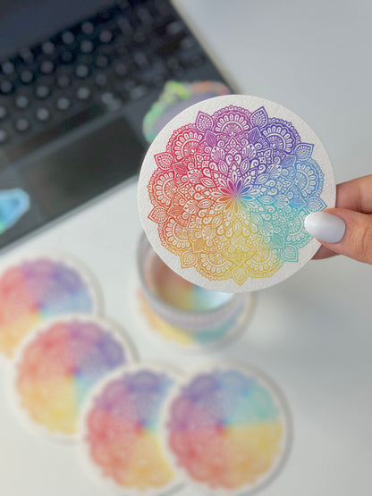 rainbow mandala coaster