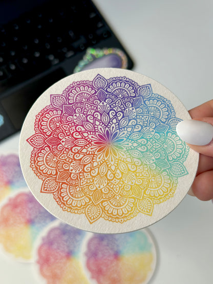 rainbow mandala coaster