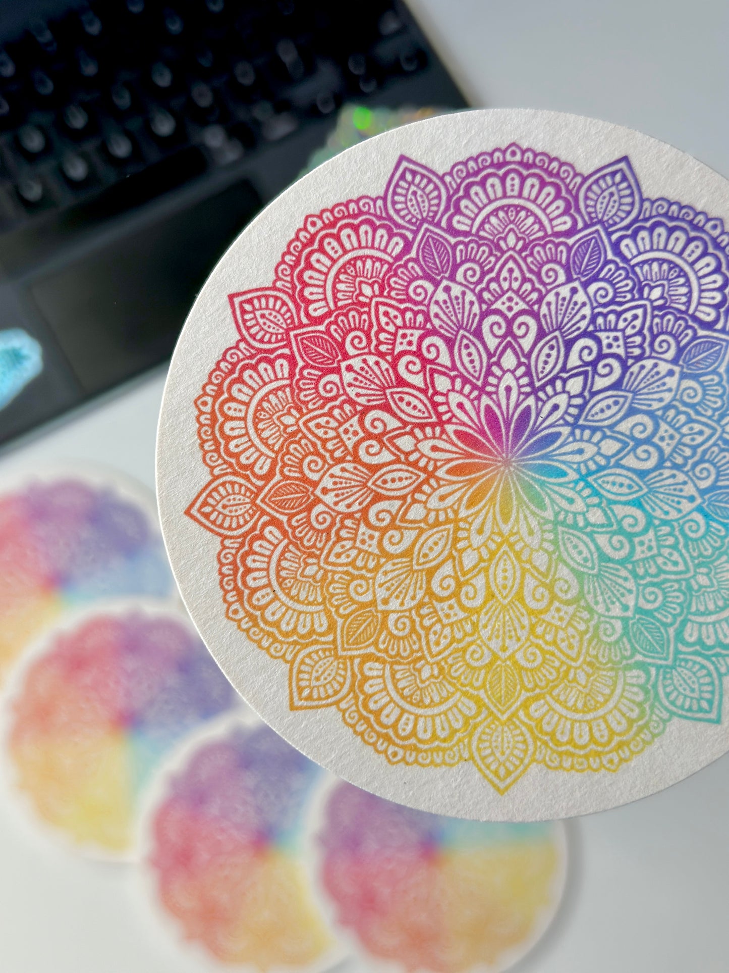 rainbow mandala coaster