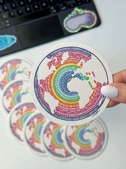 rainbow mandala world map coaster