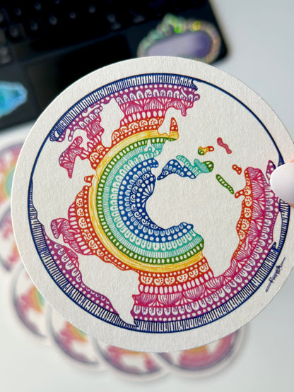 rainbow mandala world map coaster