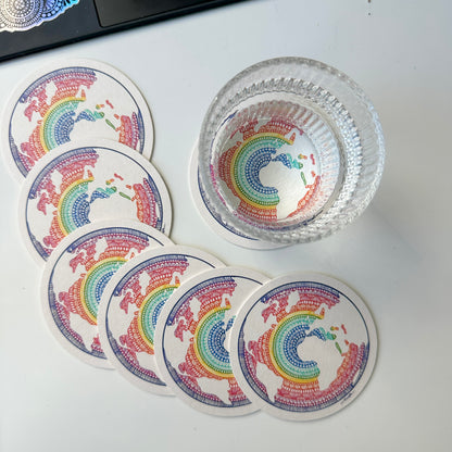 rainbow mandala world map coaster