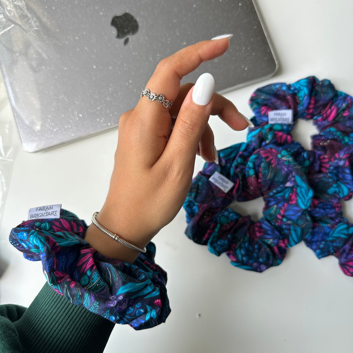 Midnight owls plants scrunchies