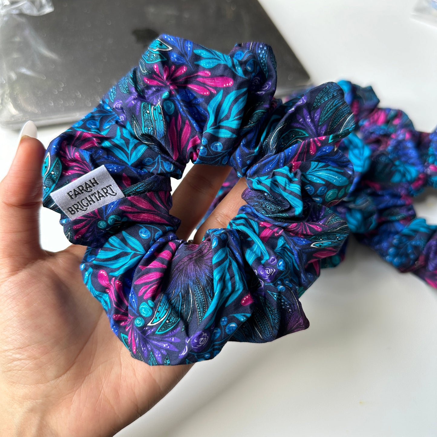 Midnight owls plants scrunchies
