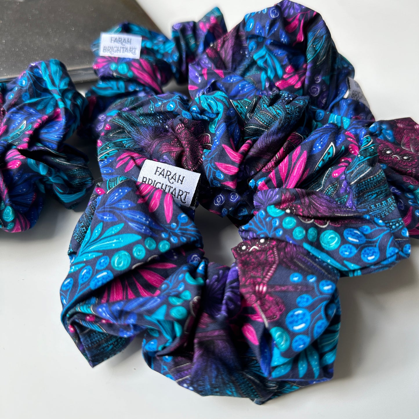 Midnight owls plants scrunchies