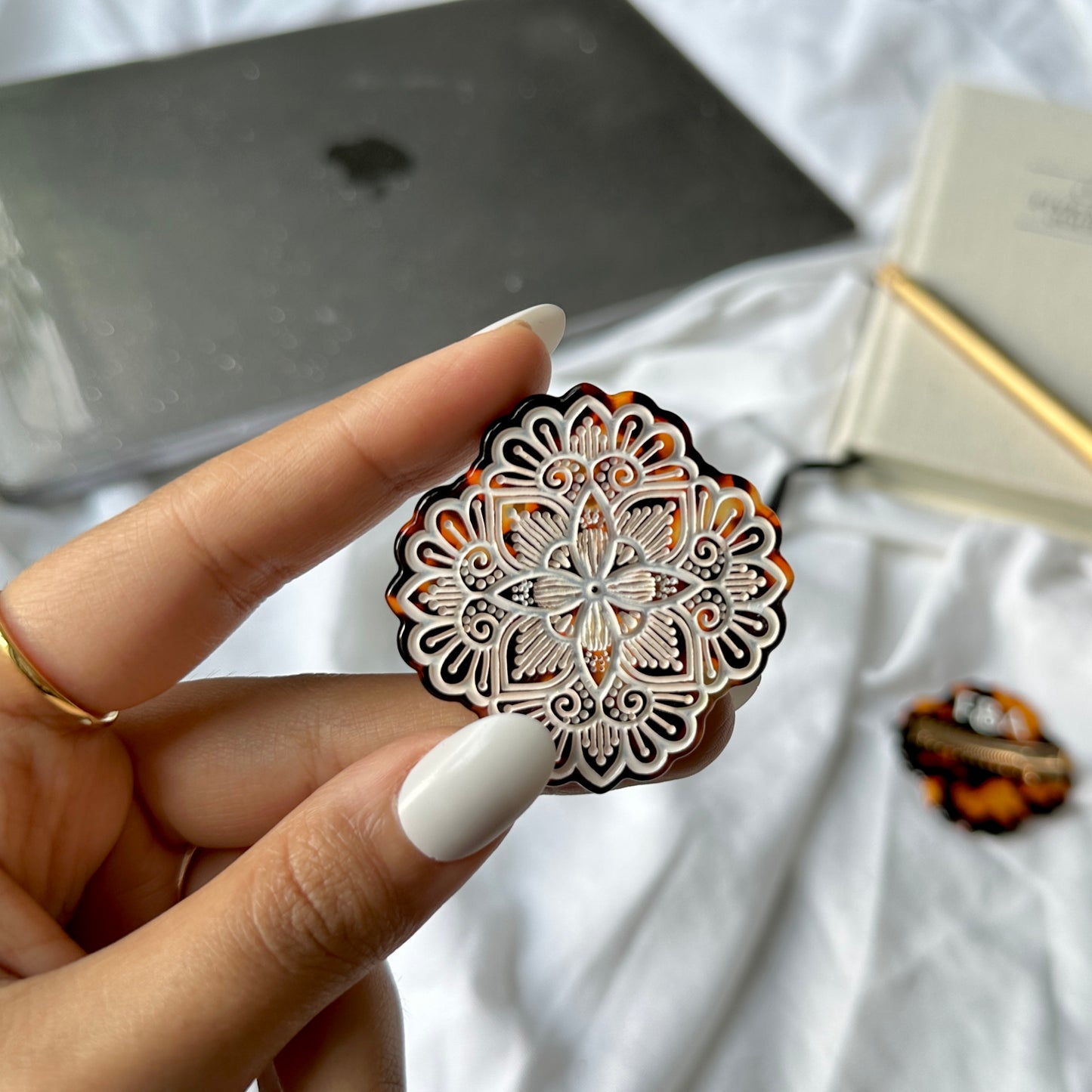 Engraved Mandala Hair Clip - Acetate Hair Accessory (5CM)