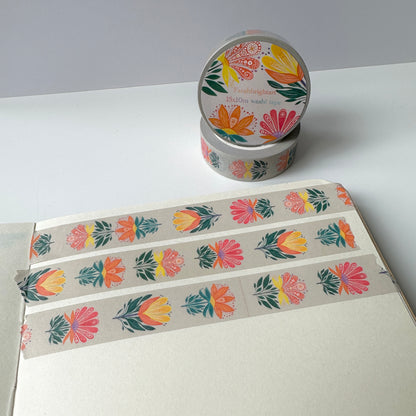 Abstract Floral Washi Tape - Mandala Sunflower Pattern (15mm)