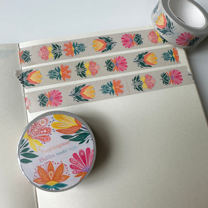 Abstract Floral Washi Tape - Mandala Sunflower Pattern (15mm)
