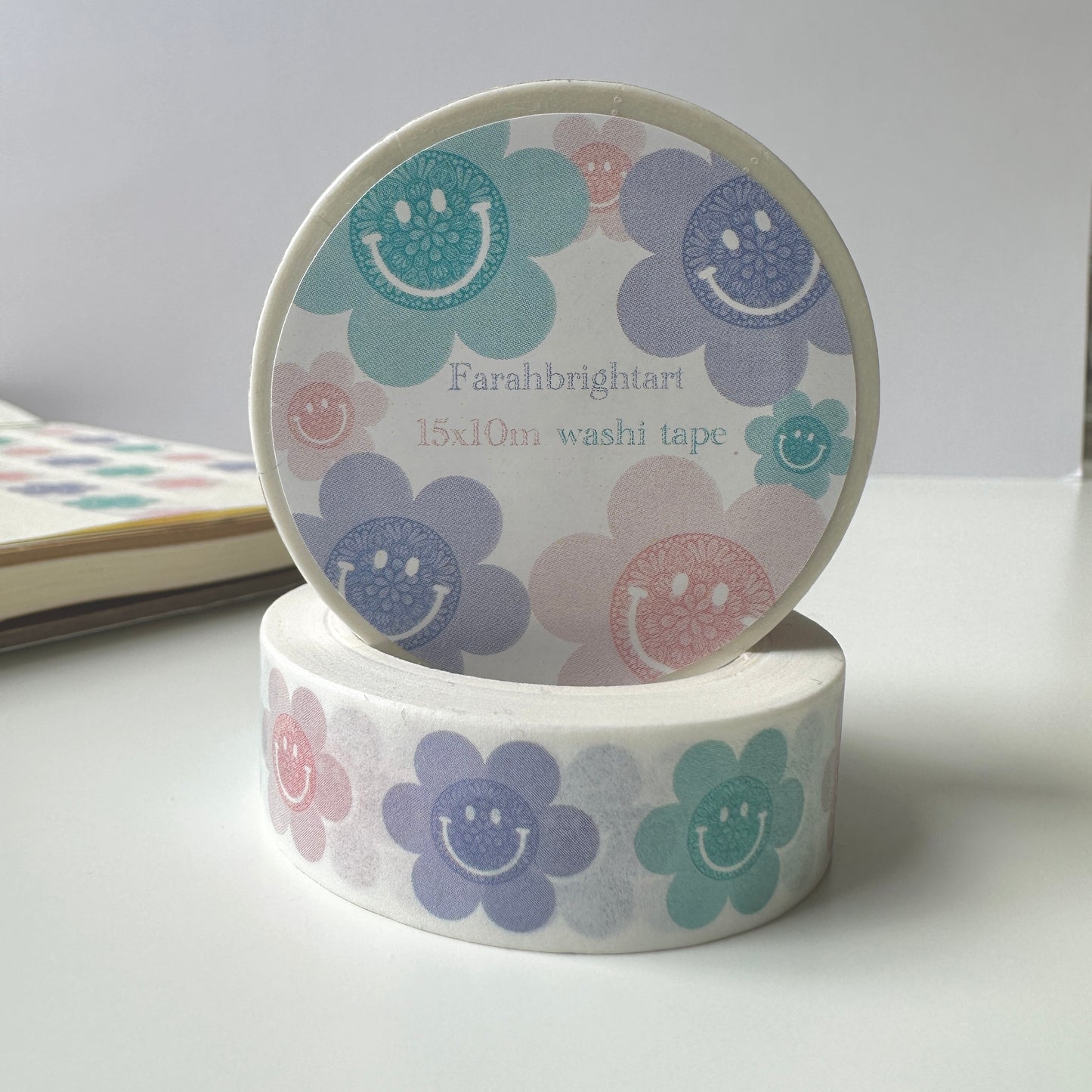 Smiley Mandala Flower Washi Tape - 15mm