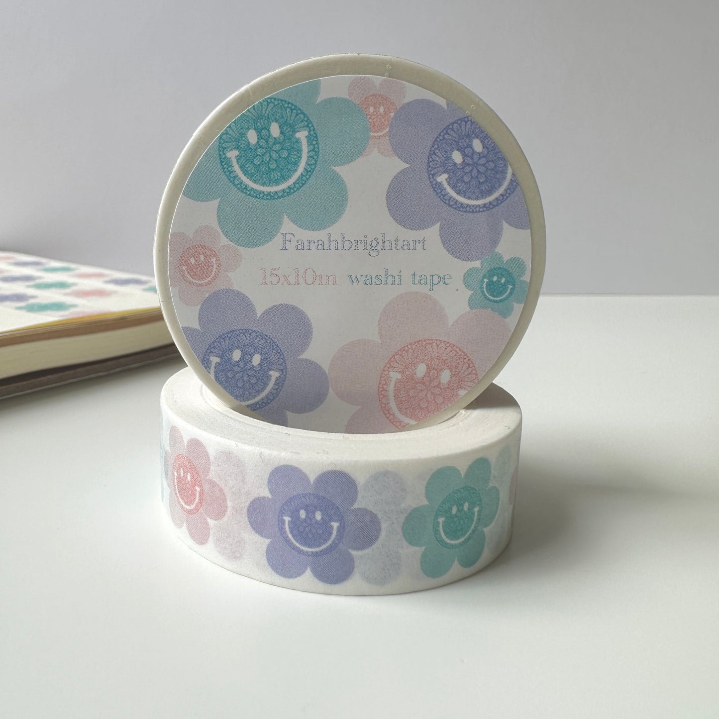 Smiley Mandala Flower Washi Tape - 15mm