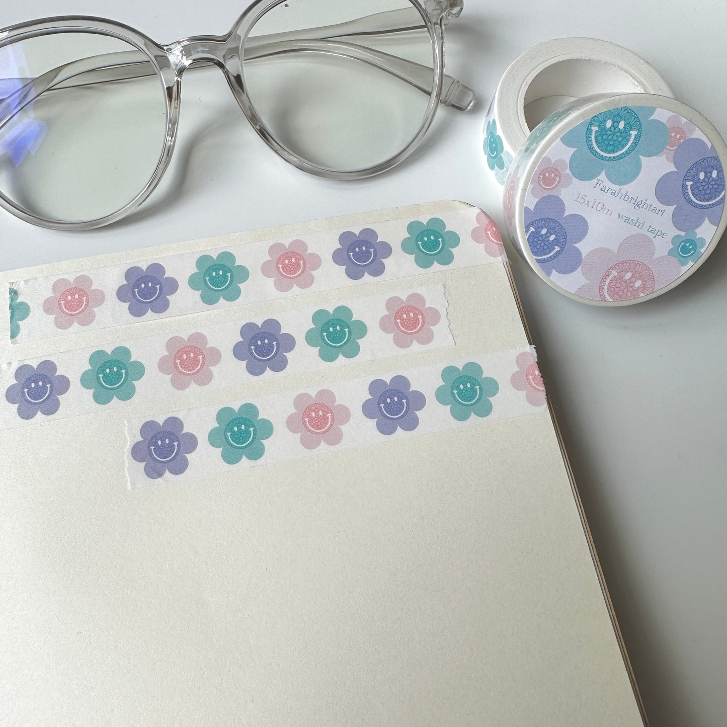 Smiley Mandala Flower Washi Tape - 15mm