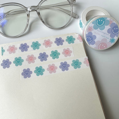 Smiley Mandala Flower Washi Tape - 15mm
