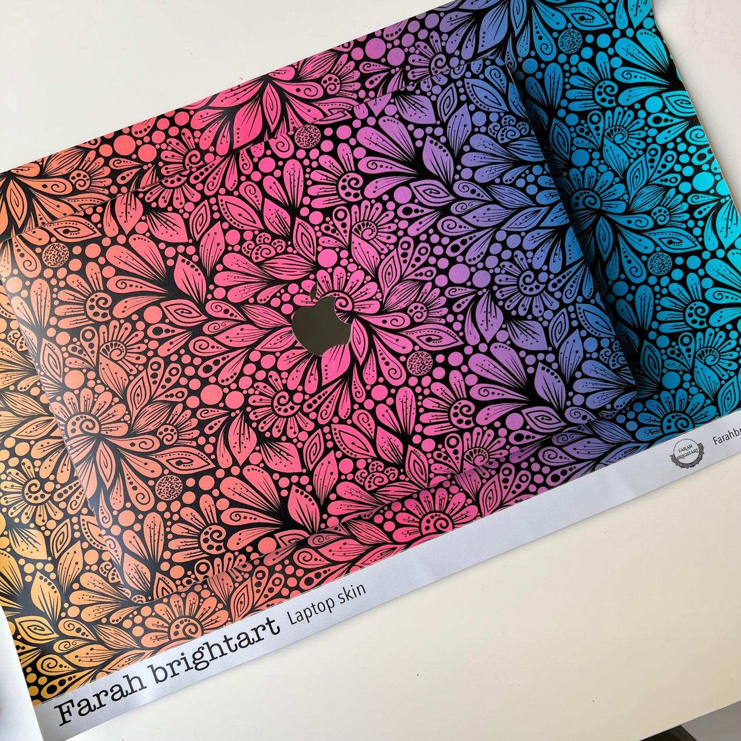 Zentangle Laptop Skin – Floral Laptop Decal, Waterproof Sticker