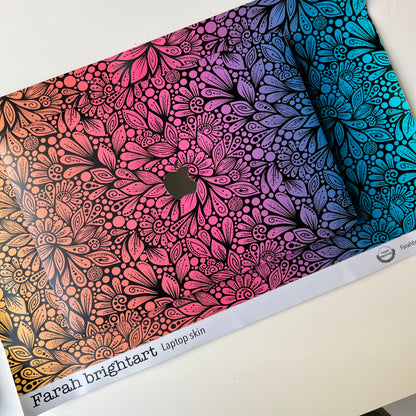 Zentangle Laptop Skin – Floral Laptop Decal, Waterproof Sticker