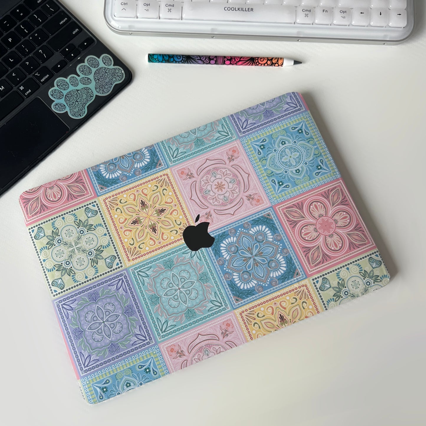 Imperfect mandala Laptop Skin – Floral Laptop Decal, Waterproof Sticker