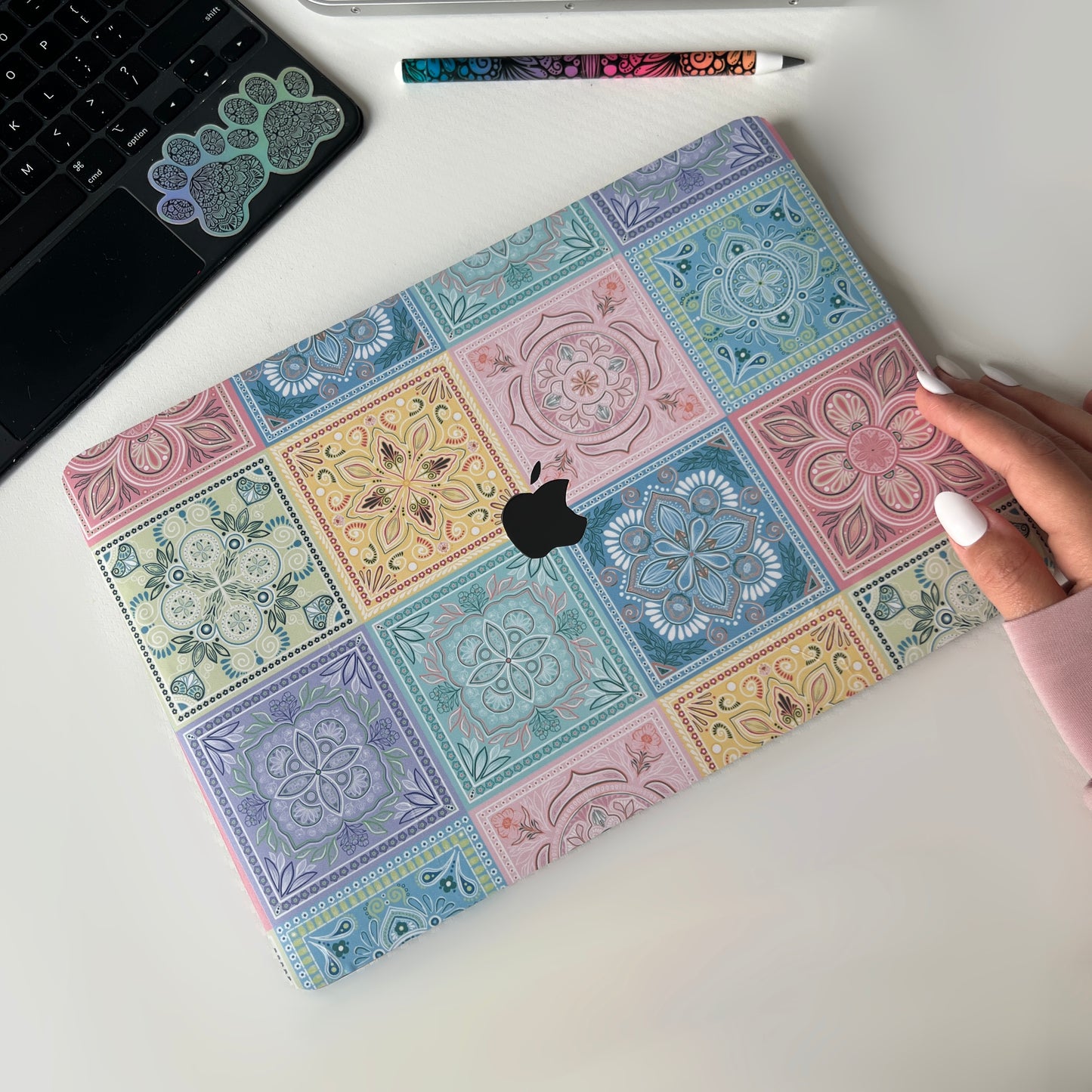 Imperfect mandala Laptop Skin – Floral Laptop Decal, Waterproof Sticker