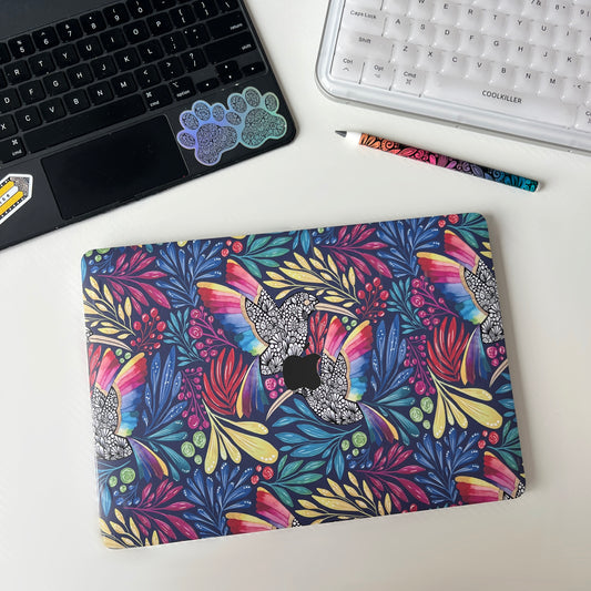 Imperfect Zentangle hummingbird Laptop Skin – Floral Laptop Decal, Waterproof Sticker