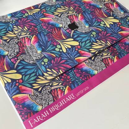 Imperfect Zentangle hummingbird Laptop Skin – Floral Laptop Decal, Waterproof Sticker