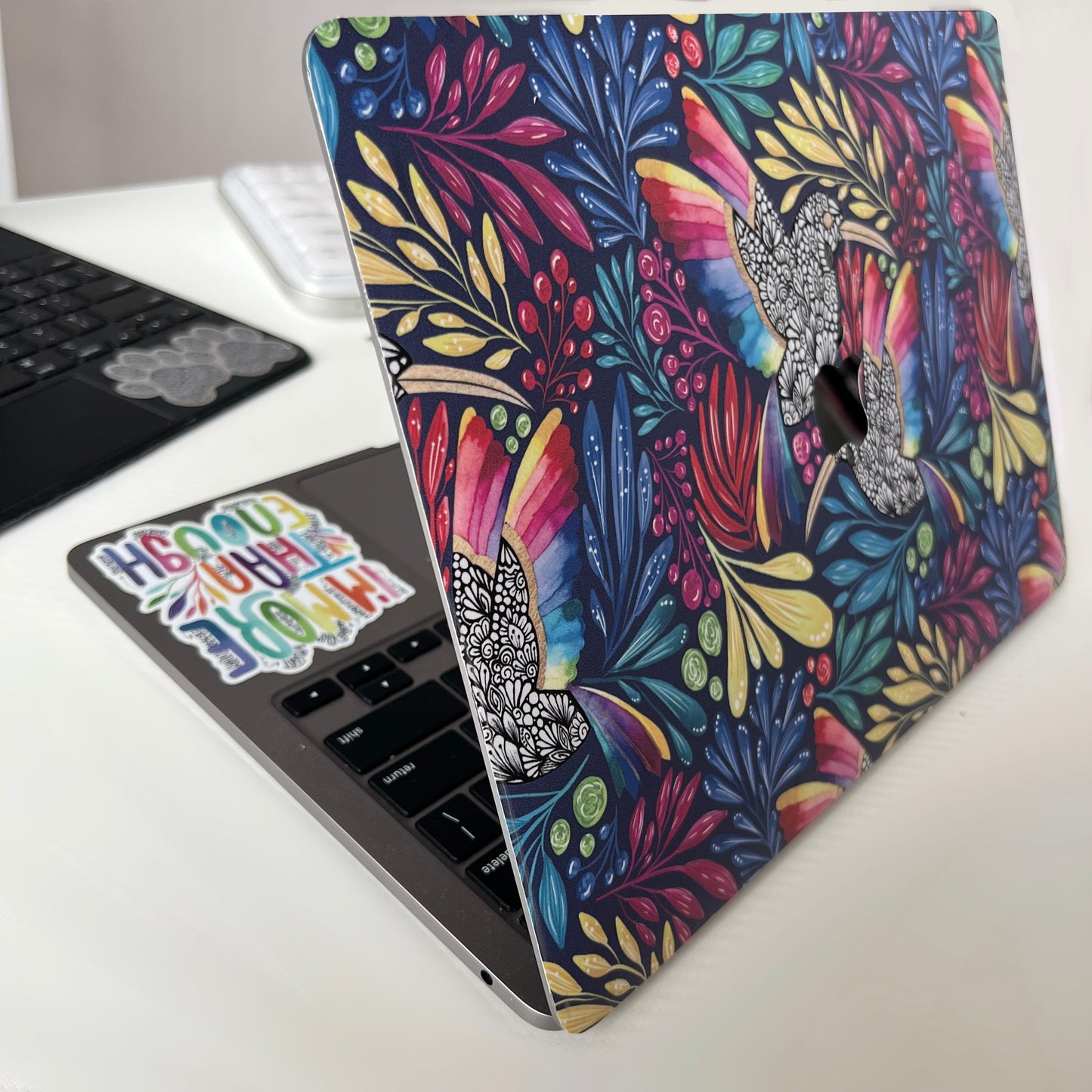 Imperfect Zentangle hummingbird Laptop Skin – Floral Laptop Decal, Waterproof Sticker