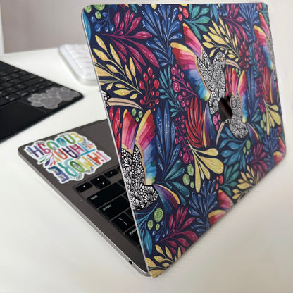 Imperfect Zentangle hummingbird Laptop Skin – Floral Laptop Decal, Waterproof Sticker
